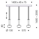 Oligo Pendelleuchte GRACE / 3-flammig / Alu gebürstet - Alu gebürstet G42-931-37-12