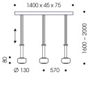 Oligo Pendelleuchte GRACE / 3-flammig / Satin Copper - Alu gebürstet G42-931-37-15