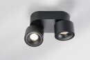 Lupia Bloc 2S Led-Deckenleuchte Schwarz, 2x7,5w, 1100 Lumen, 3000K
