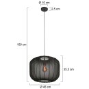 Steinhauer AN Hangl. 1-l. fabric shade 45*34cm