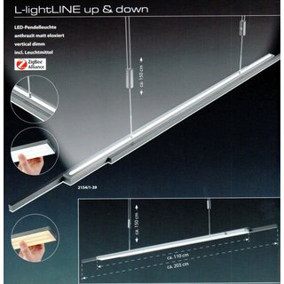 Bankamp LED-Pendelleuchte L-Lightline Up/Down anthrazit matt eloxiert 2154/1-39
