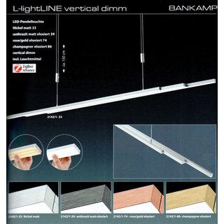 LED-Pendelleuchte L-LightLine vertical dimm / div. Farben 2142/1-33