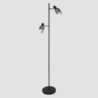 Steinhauer -Anne Lighting AN Stehleuchte 2-l. Schwarz mit Stahl Mattschwarz 1702ZW