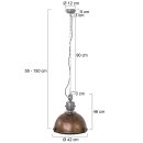 Steinhauer - Pendelleuchte 1-l. Industrial Braun gewischt mit Stahl Akzente 7586B
