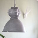 Steinhauer -Mexlite Pendelleuchte industrie glas 48cm *M* Grau mit weißte Finish 7779GR