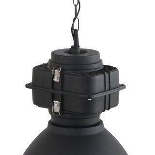 Steinhauer -Mexlite Pendelleuchte industrie glas 48cm *M* Mattschwarz 7779ZW