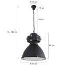 Steinhauer -Mexlite Pendelleuchte industrie glas 48cm *M* Mattschwarz 7779ZW