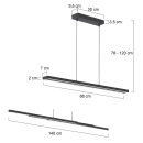 Steinhauer - Pendelleuchte Motion Led Mattschwarz mit weißte pirex 7970ZW