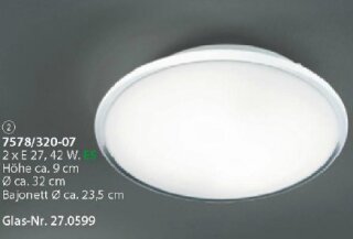 Bankamp Deckenleuchte opal-weiss+Kristallrand 7578/320-07
