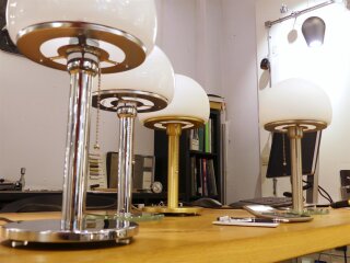 - Bauhausstil € opal, 249,00 Tischleuchte Kuppel Chrom/Klarglas