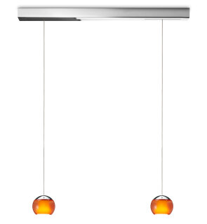 Oligo Pendelleuchte Balino 2-flammig LED / Chrom Glänzend - Glas orange 42-880-27-05/29
