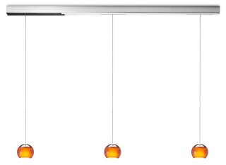 Oligo Pendelleuchte Balino 3-flammig LED / Chrom Glänzend - Glas orange 42-880-34-05/29